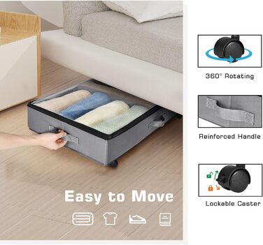 Органайзер для підлоги Xtsuen 2 шт. з роликами, велика місткість, для одягу, взуття та ковдр