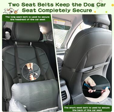 Автомобільний собачий сидіння для собак до 15 кг, чорний, знімний Airbag, миється, з технічної тканини