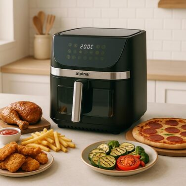 Фритюрниця Alpina Heißluft XXL: Airfryer на 4-6 осіб, 1800W, 9L, цифровий дисплей, таймер 2 год