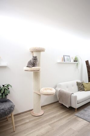 Kerbl Scratching Post Dolomit Tower (Beige, 187 cm height, 22 cm diameter, sisal carpet on the pillars) 81638