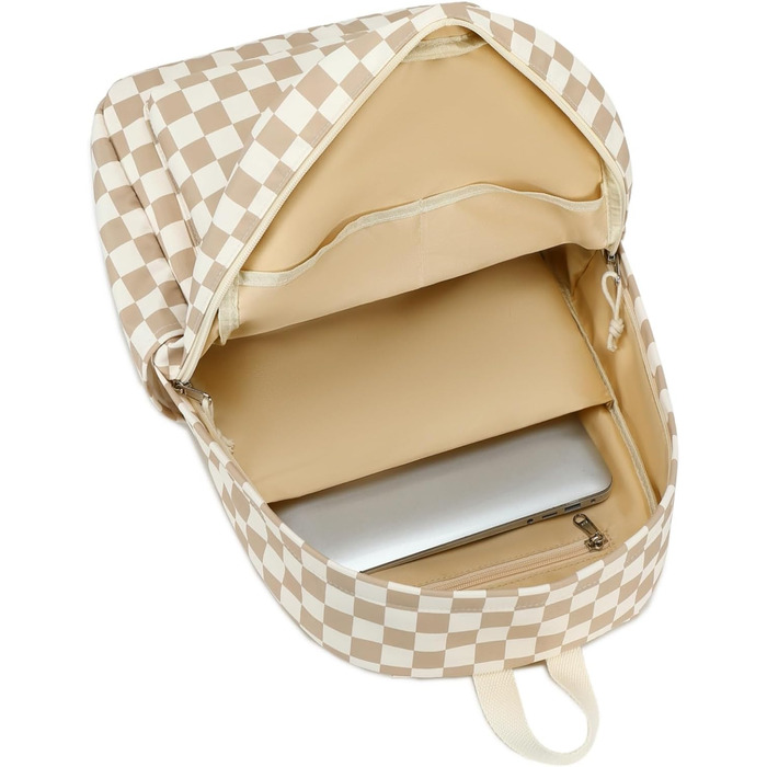 Шкільний рюкзак LOIDOU для дівчаток та хлопчиків підліткового віку: легкий, водонепроникний, для школи, коледжу та роботи. Колір: коричнево-білий у клітинку