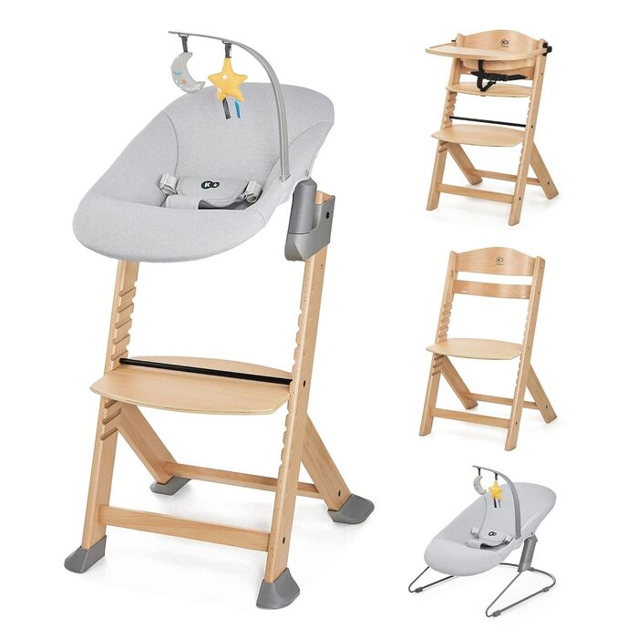 Дитяча подушка для стільчика Kinderkraft ENOCK, м'яка, з ременями, легко миється, гіпоалергенна, чорна, для стільчика CALMEE, сірий