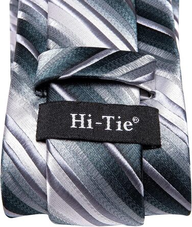 Комплект краватки Hi-Tie: краватка, нагрудник, запонки та бутоньєрка, темно-зелений та срібний, для весілля та бізнесу
