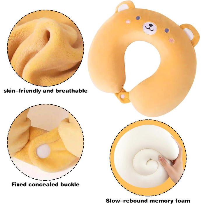 Подушка для шиї Tier Reisekissen з ефектом пам'яті, колір сірий (кіт)