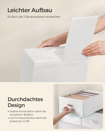 SONGMICS Closet Organizer 6-Piece Set, Storage Box with 6 Compartments, Drawer Organization System, Foldable Storage Boxes, 42 x 30 x 17 cm, for Pants, Clothes, RUS009G03 (Cloud White)
