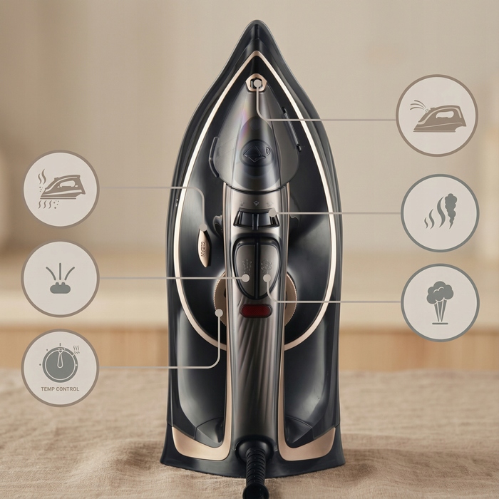 Парова праска DeKraft DE902 3200W з керамічною підошвою, функціями auto-clean та anti-calc