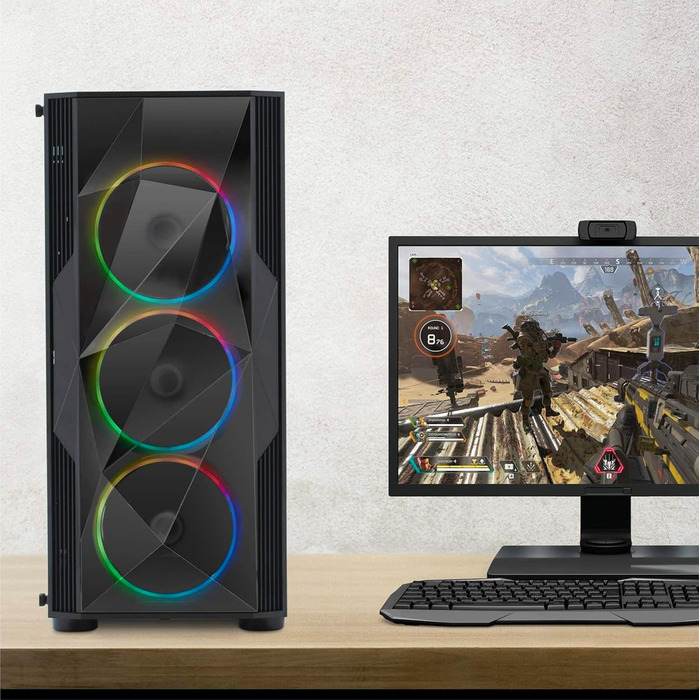 Комп'ютерний корпус EMPIRE GAMING Diamond – ігровий ATX корпус з RGB підсвічуванням, скляна бічна панель, 4 вентилятори 120 мм