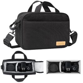 Сумка для фотоапарата Lacdo Kompakt для DSLR/дзеркальних та бездзеркальних камер Canon, Nikon, Sony, Panasonic, Olympus. Чорна