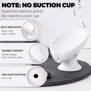 Підставка для мила з автоматичним зливом, без присосок, ANTIS'S HOME, кераміка, мармур, порцеляна, блакитна