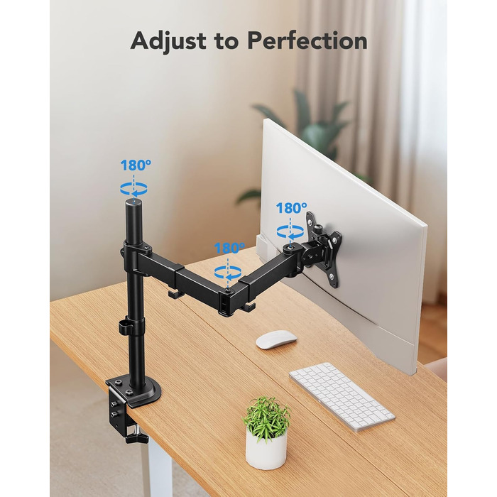 Кріплення для монітора HUANUO, 13-32 дюйми, регулювання висоти, нахил, поворот, VESA 75/100 мм, 2 варіанти монтажу