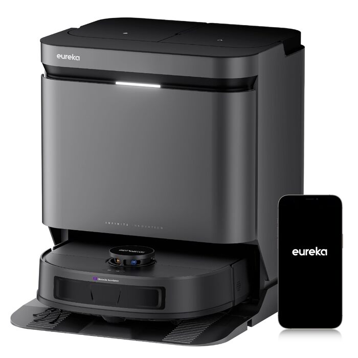 Робот-пилосос Eureka J15 Evo Ultra з функцією миття підлоги, самостійне очищення, прання та сушка, потужність 5000Pa, обертова функція миття, Dual-LiDAR навігація, 3D уникнення перешкод (чорний)