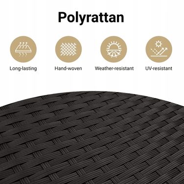 Садовий двомісний диван чорний, техноротанг, 118 x 62 x 69 см