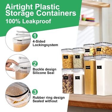 Набір контейнерів для зберігання продуктів, 20 шт., BPA Free, з кришкою (2,8L, 2L, 1,4L, 0,8L, 0,52L)