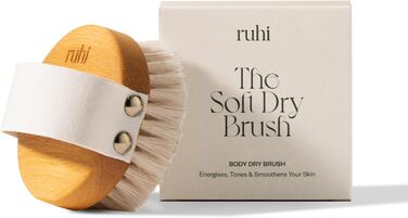 RUHI Body Brush/Dry Brush SOFT 100% Natural Bristles/Made in Germany, regional beechwood & plastic-free for dry brushing massage (dry brush), lymphatic drainage against cellulite