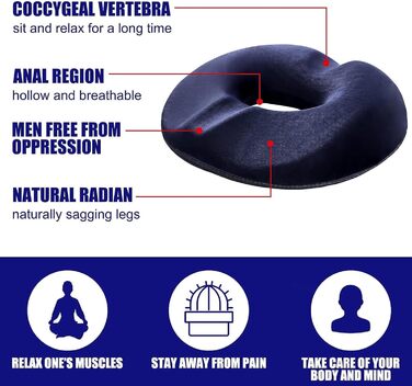 Alacritua Coccyx Cushion, Office Chair Pad Memory Foam Washable Comfort Enhancer, Car Seat Cushion for Car Seat, Wheelchair, Gaming Chair and Office, DarkBlue