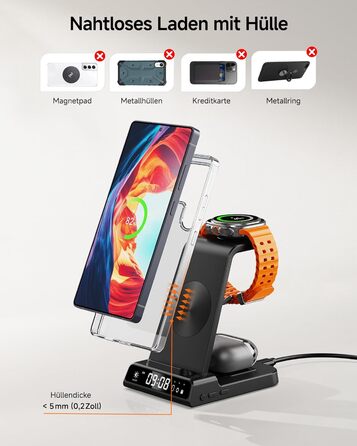 Бездротова зарядка 3-в-1 для Samsung Galaxy S25 Ultra, Watch 8/Ultra/7/6, Buds 3/3 Pro. Чорний колір