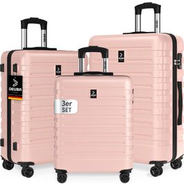 Набір дорожніх валіз Deuba TRAVEL з твердого корпусу, 3 предмети, пастельно-рожевий