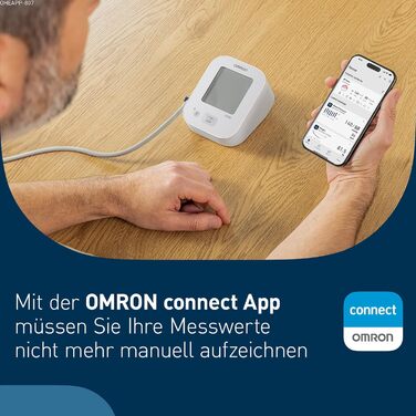 Тонометр OMRON X2+ Connect з Bluetooth: клінічно перевірений, виявляє нерегулярне серцебиття, універсальна манжета 22-42 см