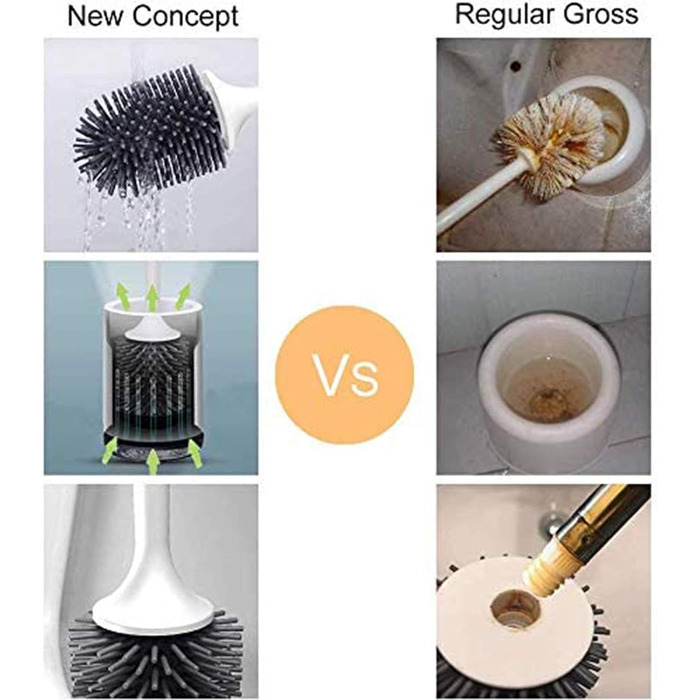 Набір для туалету: щітка для унітазу з тримачем, силіконова, довга ручка, швидковисихаючий, для ванної кімнати/гостьового WC