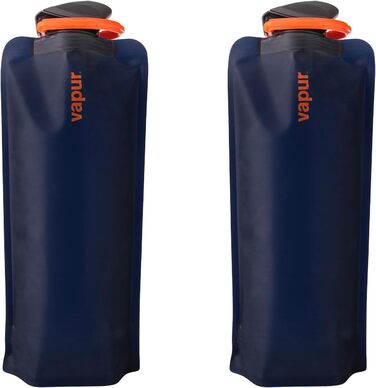 Eclipse Plastic Collapsible/Rollable Water Bottle, Reusable (.70 Liter, 23 Ounces - 2 pack, Night Blue)
