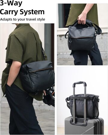 Чорна сумка-переноска для камери LLANO: DSLR/беззеркальні камери, 1 камера, 2 об'єктиви, аксесуари