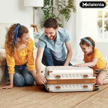 Набір валіз Melalenia 7 предметів з жорстким корпусом, легкий, на 4 колесах з TSA-замком. Включає косметичку, сумку для подорожей та кулькову косметичку (білий, 53 см, ручна поклажа 4 предм.)