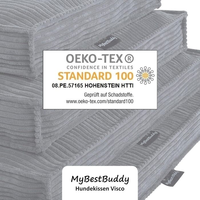 MyBestBuddy Visco Dog Bed M with POSO-Cord fabric, featuring Visco foam and comfort foam flakes, washable at 40°C - Dog bed/pet bed for small dogs, 70 x 50 cm (120x80 cm, Grey)