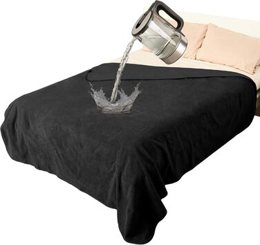 Водонепроникний плед для собак і котів, миючий, 125 x 75 см (203 x 152 см), чорний. Плед-накидка для собак, котів, для подорожей, на диван, захисний, м'який