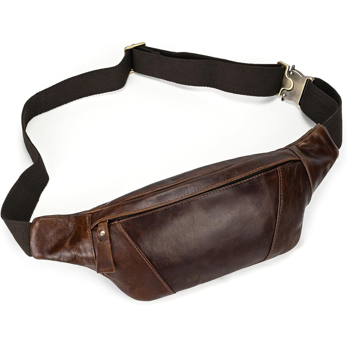 Чоловіча поясна сумка LUUFAN з натуральної шкіри, колір кавовий