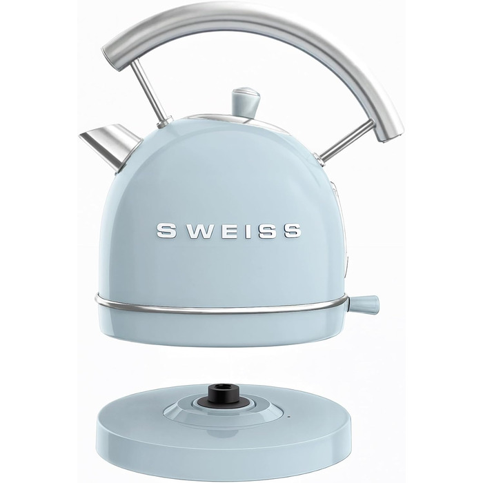 Електричний чайник SWEISS KTL6, Vintage, 1.5 л, нержавіюча сталь, блакитний, 2200 Вт