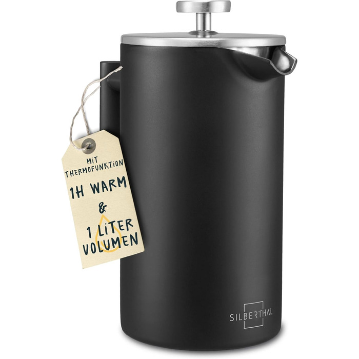 SILBERTHAL Coffee Grinder Manual Conical Burr Grinder - Adjustable Grind Size from Coarse to Fine - Hand Grinder Made of Stainless Steel and Glass - Ideal Gift Idea