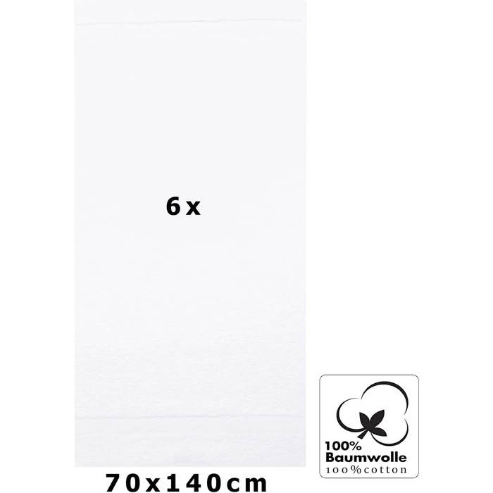 Набір рушників Betz Palermo 6 шт. 70x140 см, 100% бавовна, білі банні рушники