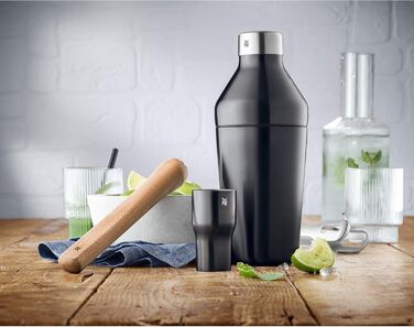 WMF Baric Shaker, stainless steel cocktail shaker with integrated bar strainer, dishwasher-safe