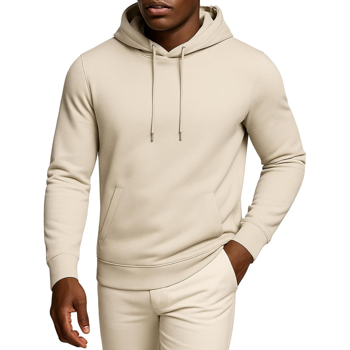 Худі Leif Nelson Slim Fit для чоловіків: стильний капюшонний світшот з довгим рукавом, бежевий (M)