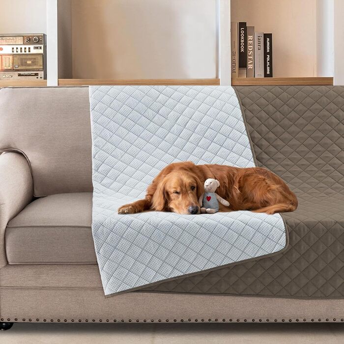 Водонепроникний килимок для собак середніх порід - килимок для собак, що можна прати, захист дивану від собак, котячий килимок, пухнастий та м'який, захисний килимок для дивану, колір: тауп, розмір 77 x 178 см