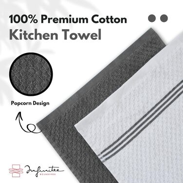 Premium Kitchen Towels - 6 Pack, 100% Cotton, 15 x 25 inches (38.1 x 63.5 cm), Absorbent Dish Towels - 425 g/m² Dish Towel, Terry Cloth, Kitchen Towels, Grey Dish Towel for Household Cleaning by Infinitee