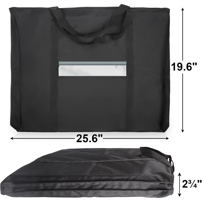 Портфоліо-сумка JJRING з дакрону, легка, чорна, 61x91 см (18''x24'') для художників