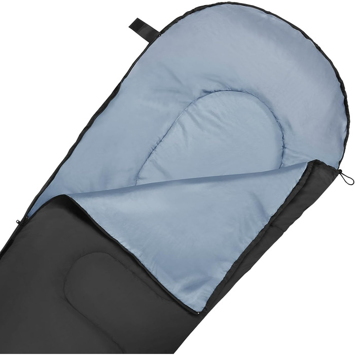 Сплячий мішок Alpidex 4 сезони, 225x80 см, -17°C, 400 GSM, ультралегкий, для кемпінгу, трекінгу, подорожей, чорний (правосторонній)