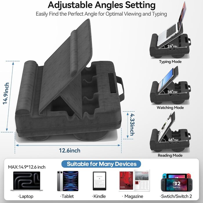 Підставка для ноутбука з регулюванням кута нахилу, подушка для ноутбука на диван, підставка для ноутбука до 16