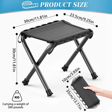 Складаний туристичний стільчик-табурет для кемпінгу (чорний)