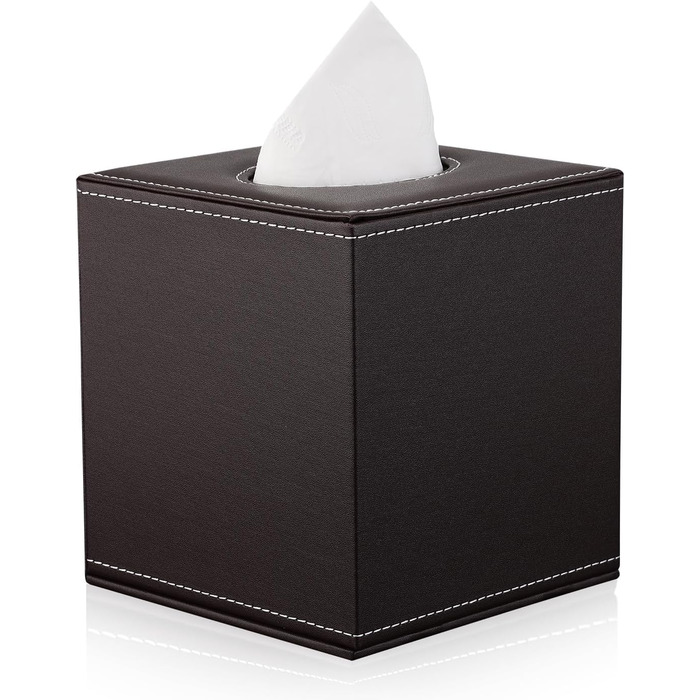 KINGFOM Скляна коробочка для серветок, шкіряна обкладинка, органайзер для дому, авто, офісу (коричневий)