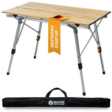 Складний кемпінговий стіл NaturBummler Solid Litec+ (M) - легкий, алюмінієвий, з сумкою для перенесення, регульована висота, для пікніка, риболовлі, туризму