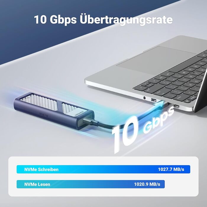 Зовнішній корпус для SSD UGREEN M.2 NVMe USB 3.2 Gen 2, швидкість 10Гбіт/с, алюмінієвий