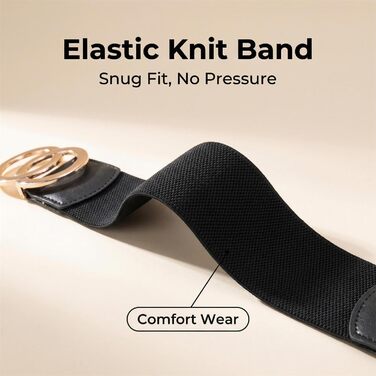 Жіночий еластичний пояс шкіряний 5 см, регульований 70-160 см, чорний, для суконь