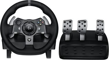 Руль Logitech G920 Driving Force для Xbox Series X/S, Xbox One, PC: двомоторний Force Feedback, 900° кут повороту, шкіряне кермо, регульовані педалі, чорний