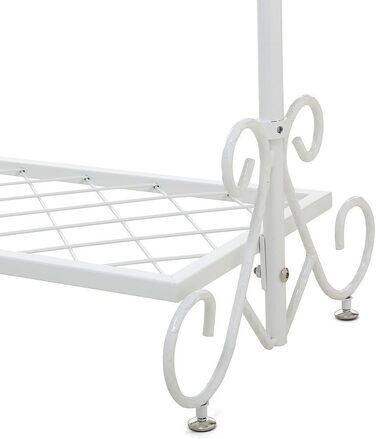 Clothes Rack Clothes Rail Coat Rack with Shoe Shelf, Width 136cm, Vintage Style Metal, Height Adjustable from 126 to 200 cm (White)