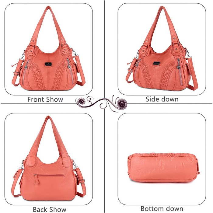Сумка жіноча AngelKiss через плече, водонепроникна PU шкіра, коралова - багатофункціональна сумка-месенджер