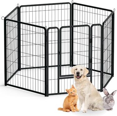 Металевий вольєр для собак 65x80 см з дверима та ґрунтовими анкерами. Модульний загін для цуценят, собак, котів, кроликів та дітей. Підходить для саду та вулиці.