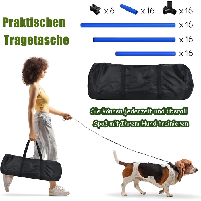 Набір для аджиліті для собак Grün 4X Hurden: набір шлагбаумів, регульована висота, 104x70x101 см (блакитний)