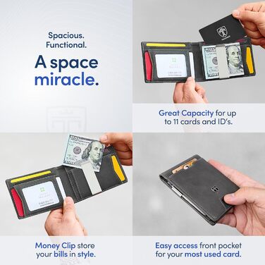 Чоловічий гаманець TRAVANDO Autin з RFID-захистом, з кліпсою для грошей, чорний/помаранчевий (Slim, сірий)